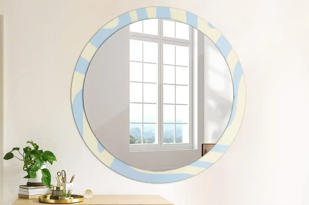 Round printed mirror Abstract shape