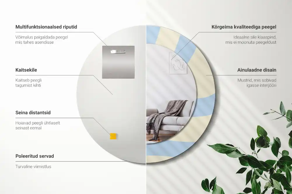 Round printed mirror Abstract shape