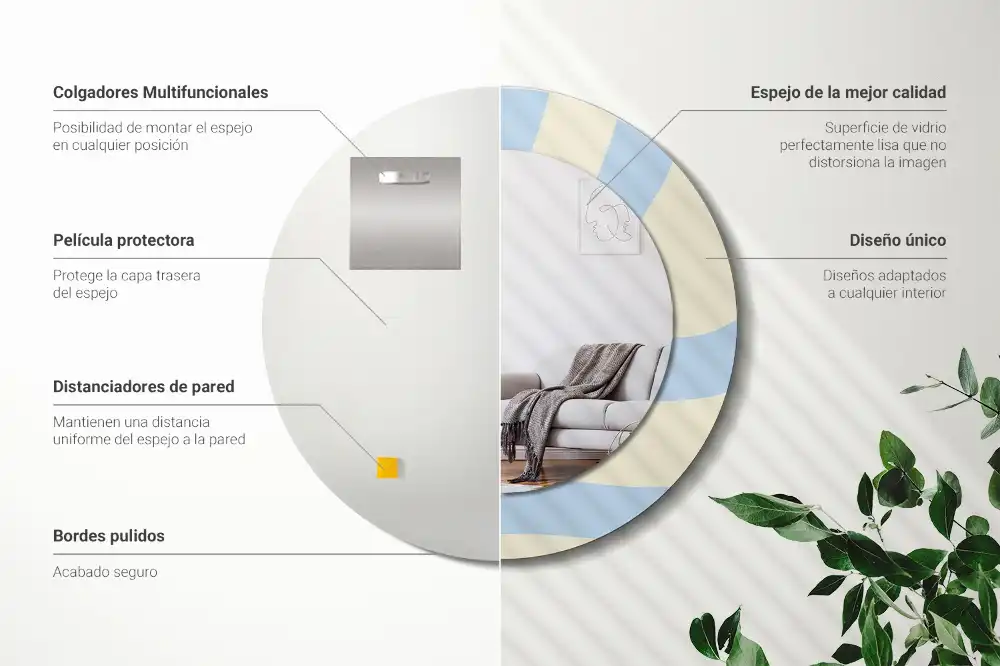 Round printed mirror Abstract shape