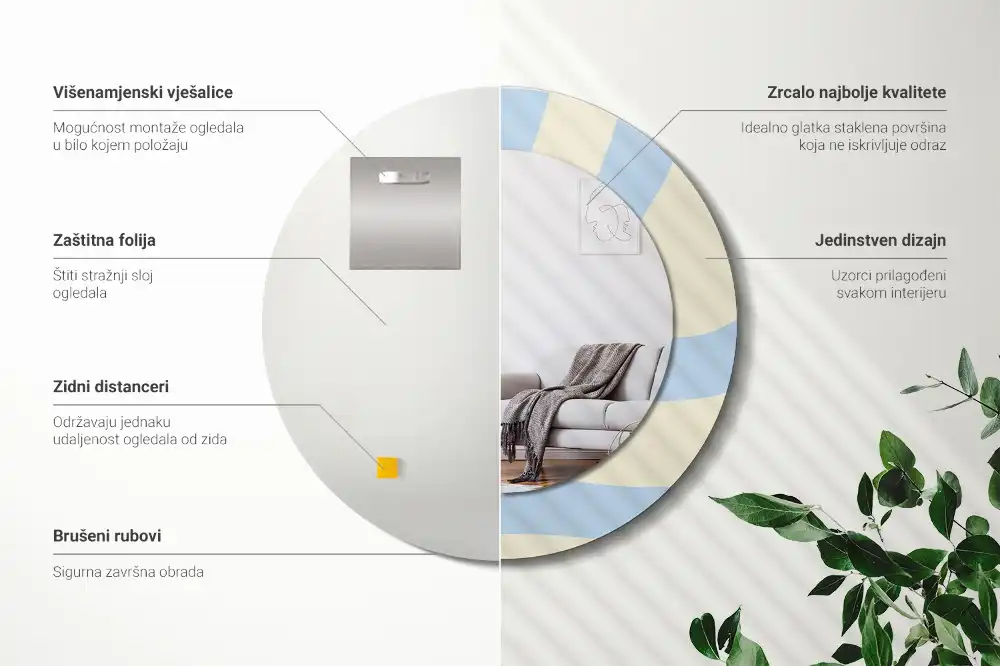 Round printed mirror Abstract shape
