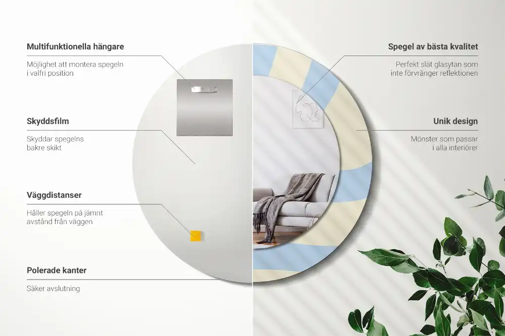 Round printed mirror Abstract shape