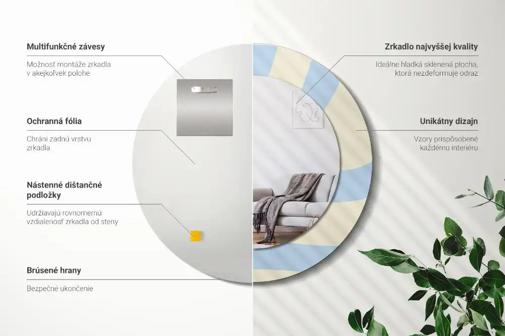 Round printed mirror Abstract shape