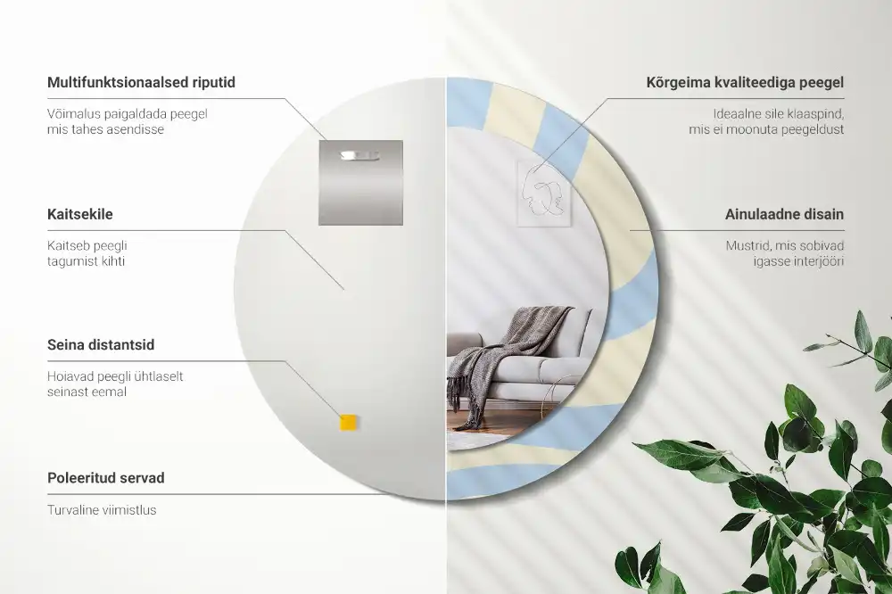 Round printed mirror Abstract shape