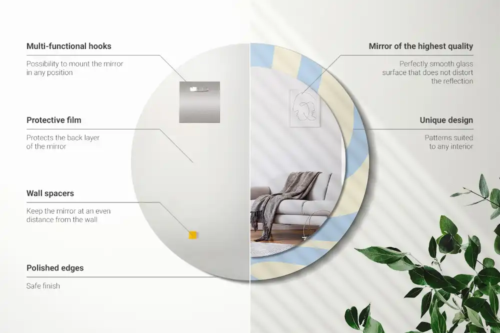 Round printed mirror Abstract shape