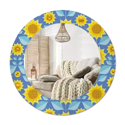 Round decorative mirror Geometric Sunflowers