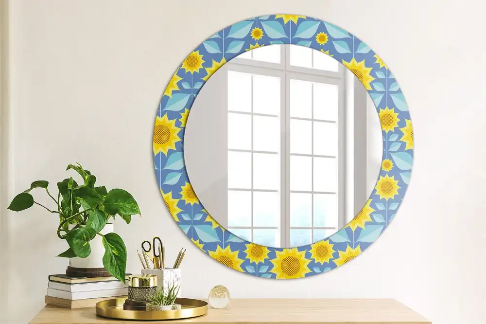 Round decorative mirror Geometric Sunflowers