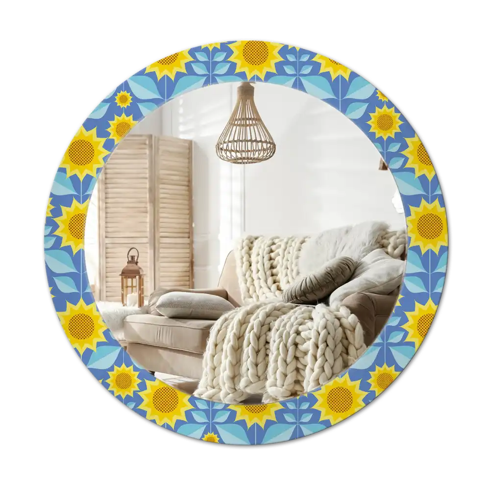 Round decorative mirror Geometric Sunflowers
