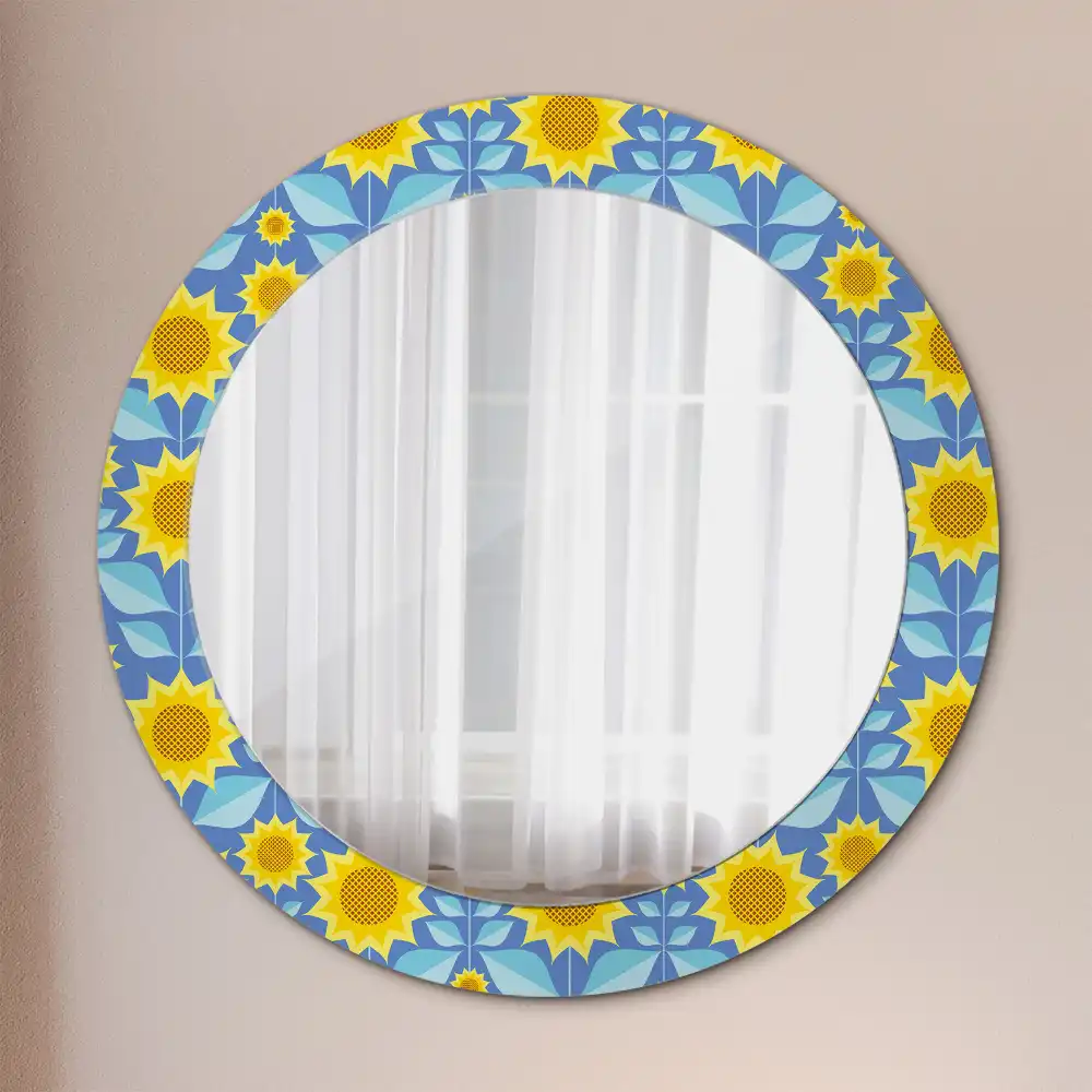 Round decorative mirror Geometric Sunflowers