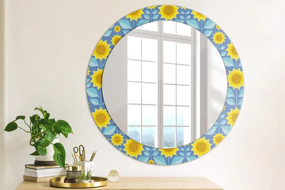 Round decorative mirror Geometric Sunflowers