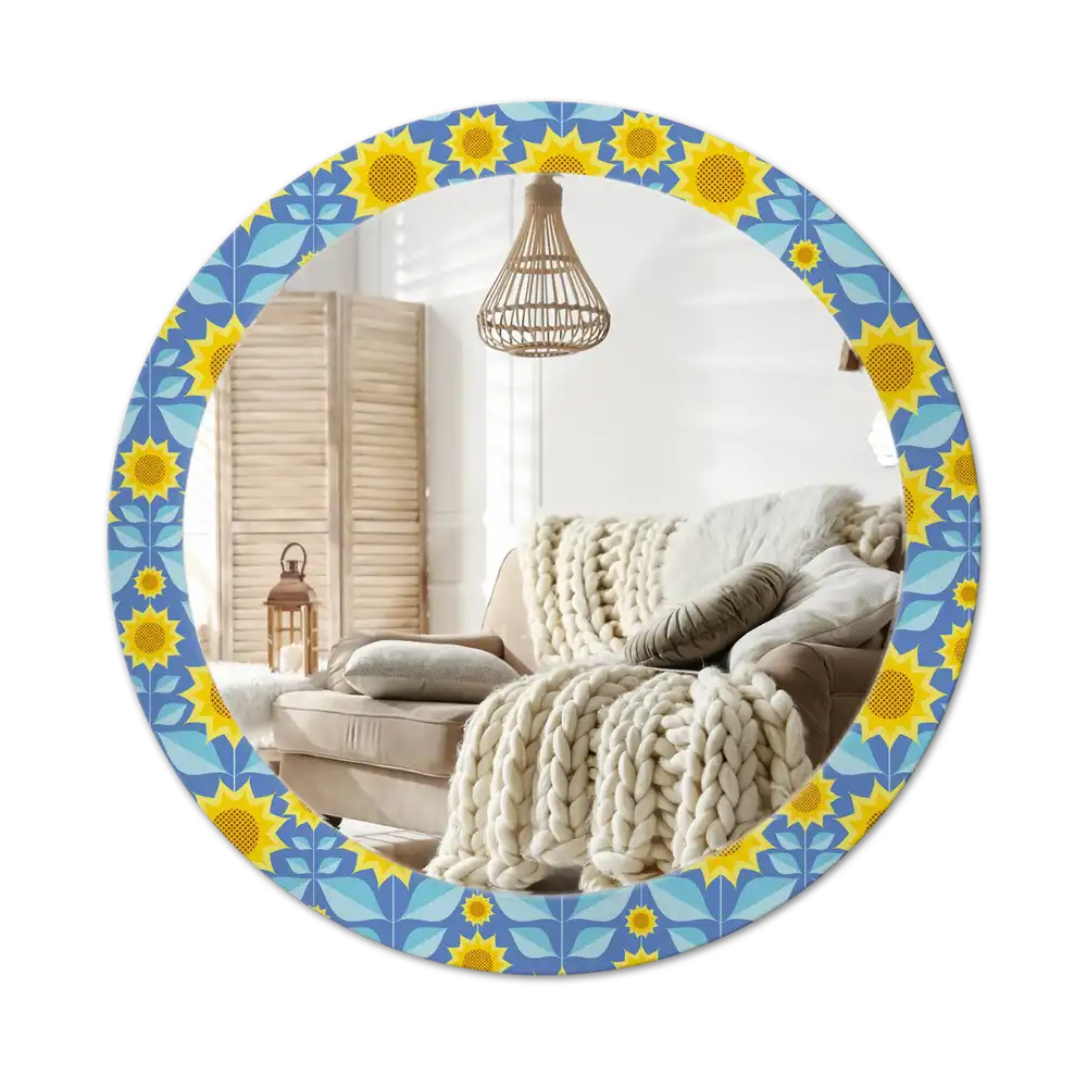 Round decorative mirror Geometric Sunflowers