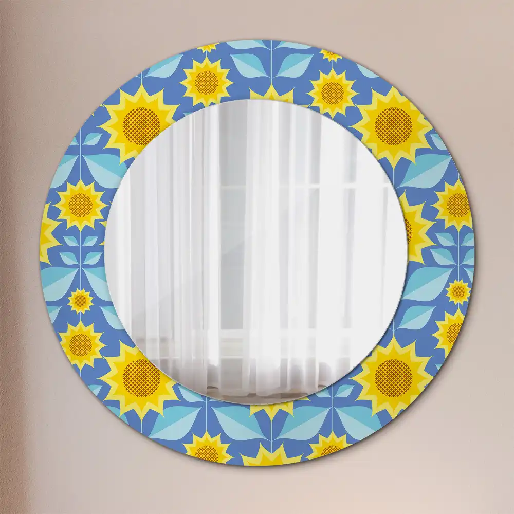 Round decorative mirror Geometric Sunflowers