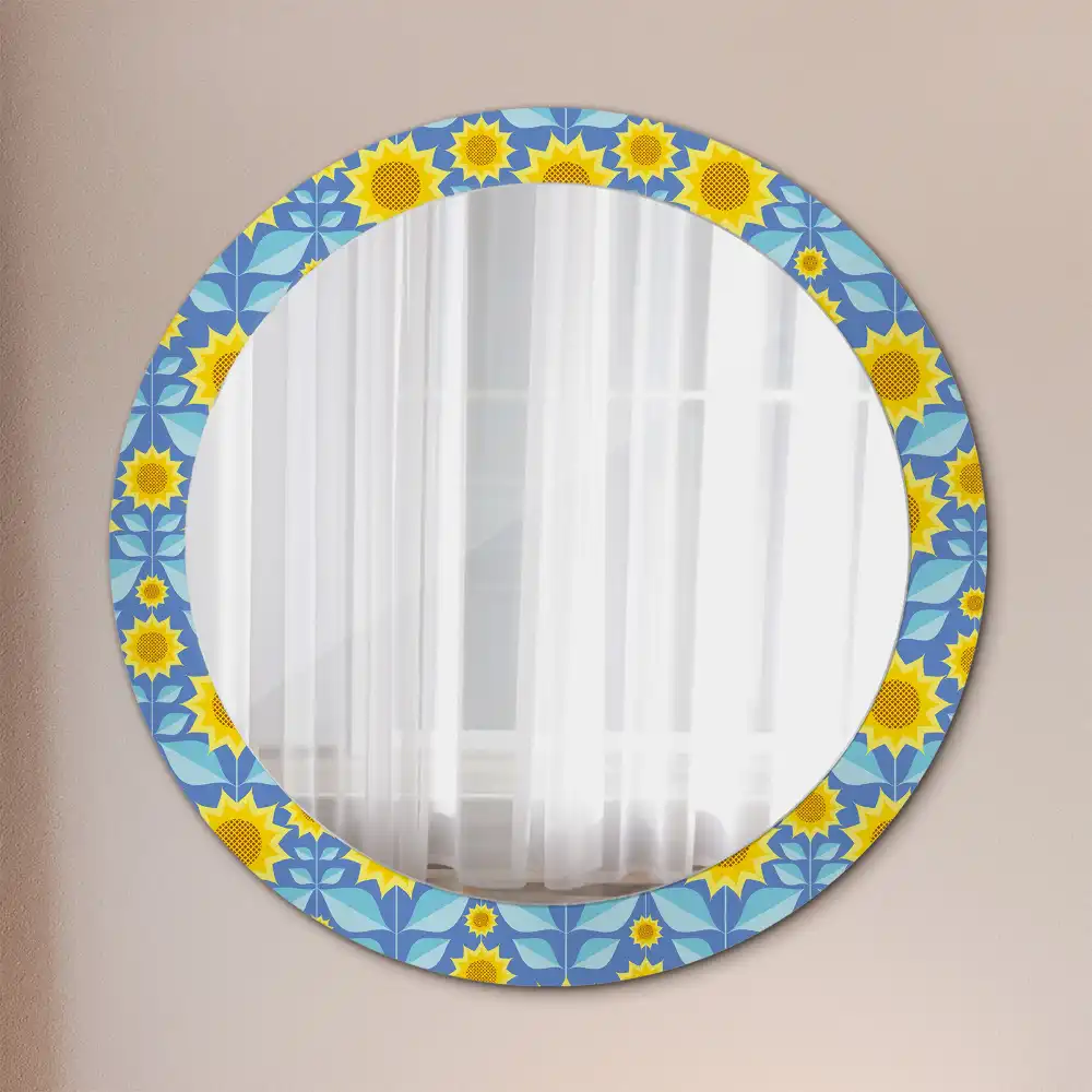 Round decorative mirror Geometric Sunflowers