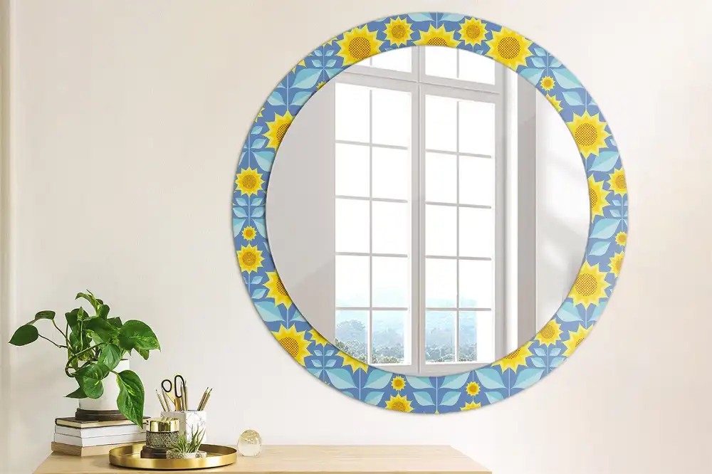 Round decorative mirror Geometric Sunflowers
