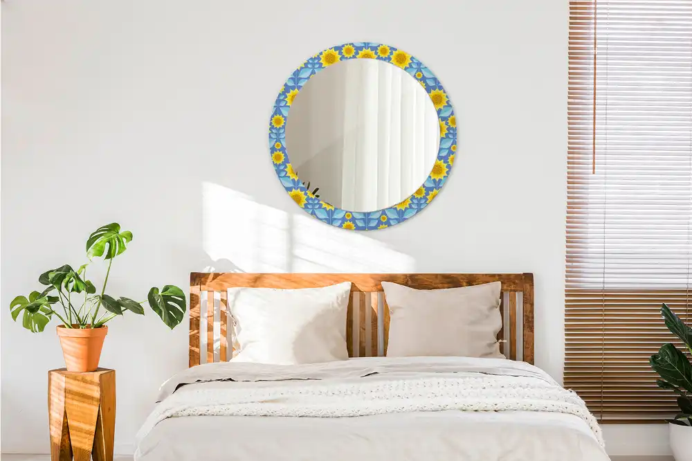 Round decorative mirror Geometric Sunflowers