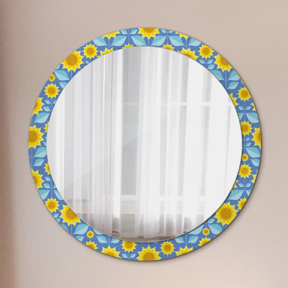Round decorative mirror Geometric Sunflowers