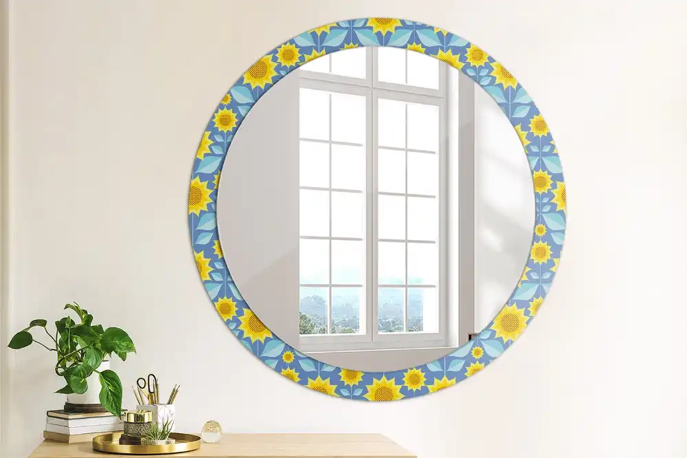 Round decorative mirror Geometric Sunflowers