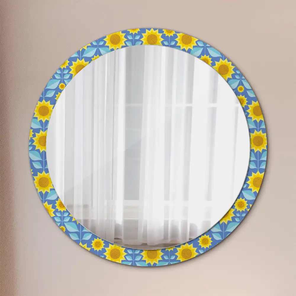 Round decorative mirror Geometric Sunflowers