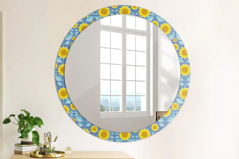 Round decorative mirror Geometric Sunflowers