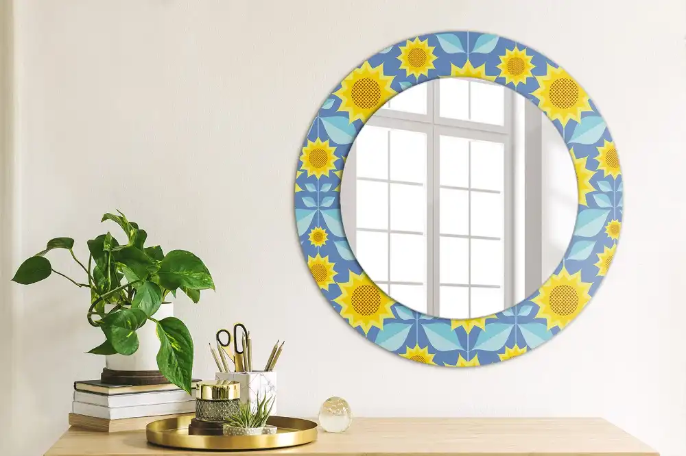 Round decorative mirror Geometric Sunflowers