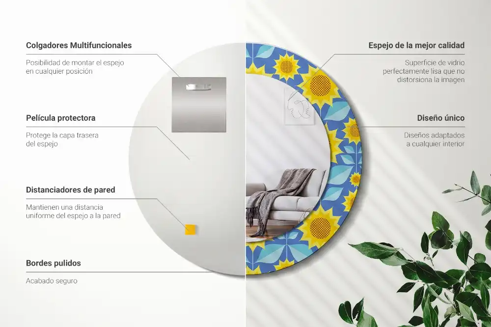 Round decorative mirror Geometric Sunflowers