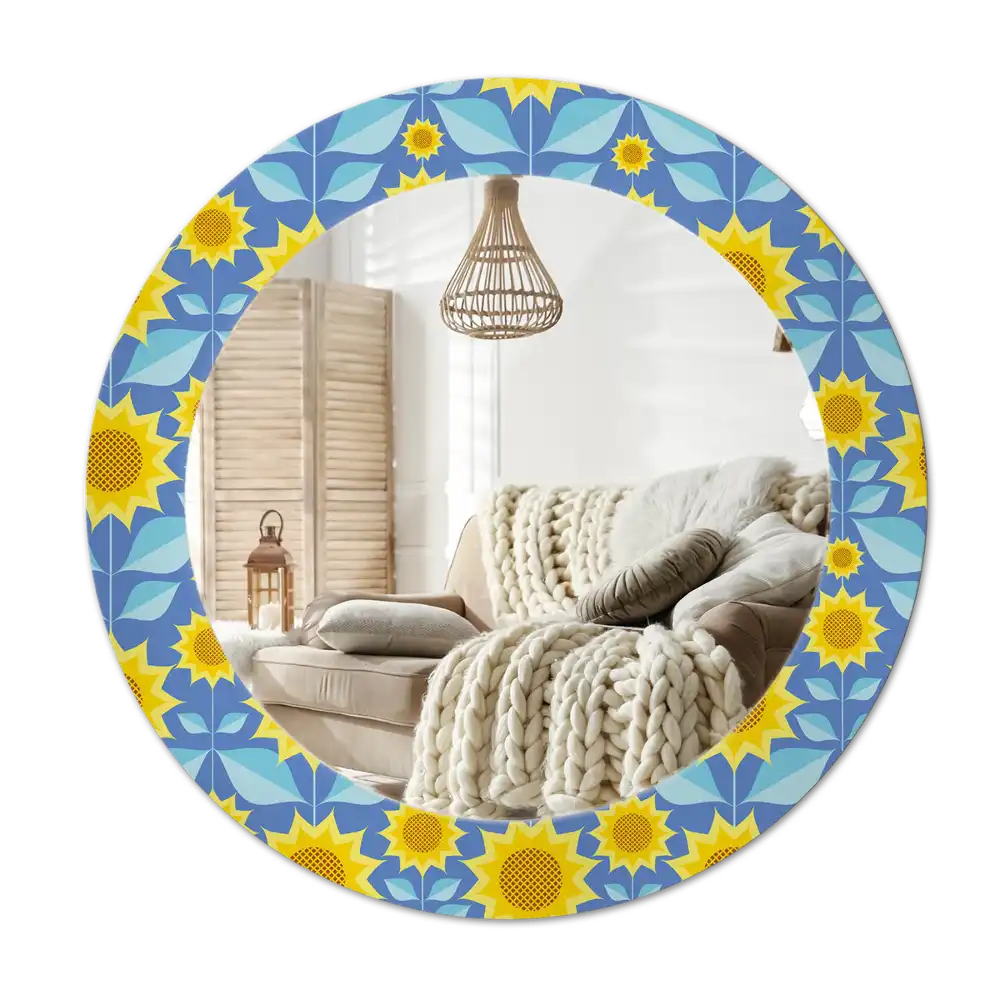 Round decorative mirror Geometric Sunflowers