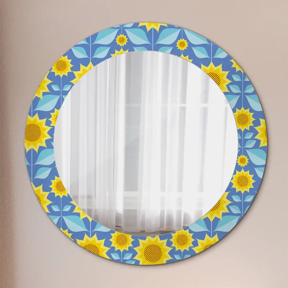 Round decorative mirror Geometric Sunflowers