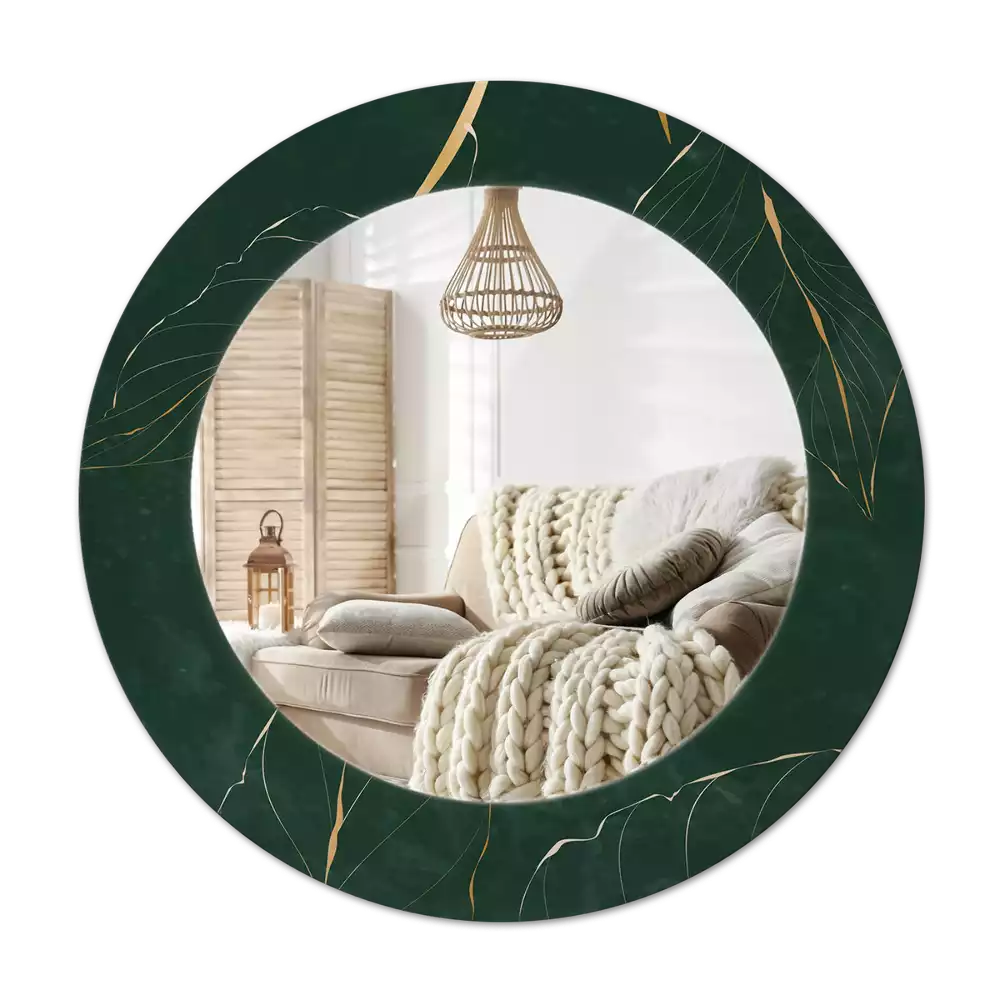 Round wall mirror decor Leaf outline