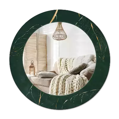Round wall mirror decor Leaf outline