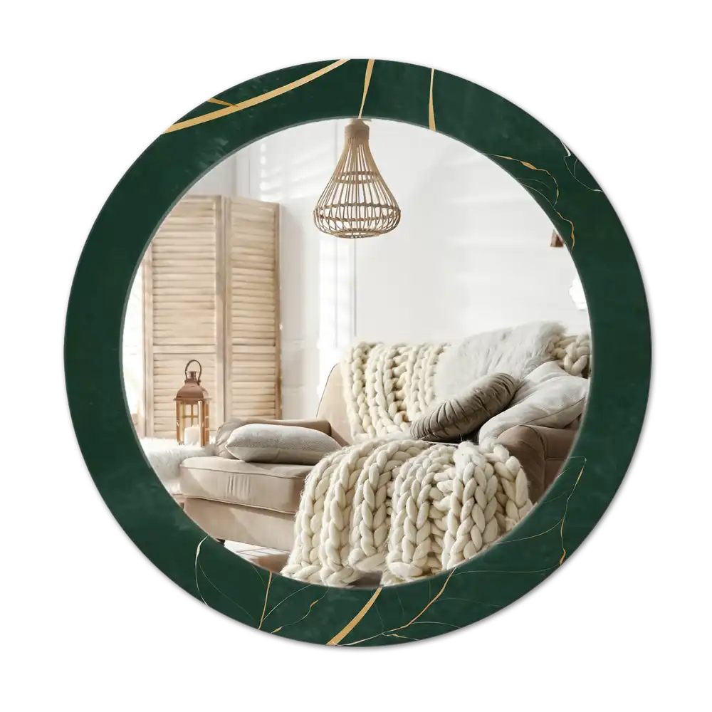 Round wall mirror decor Leaf outline