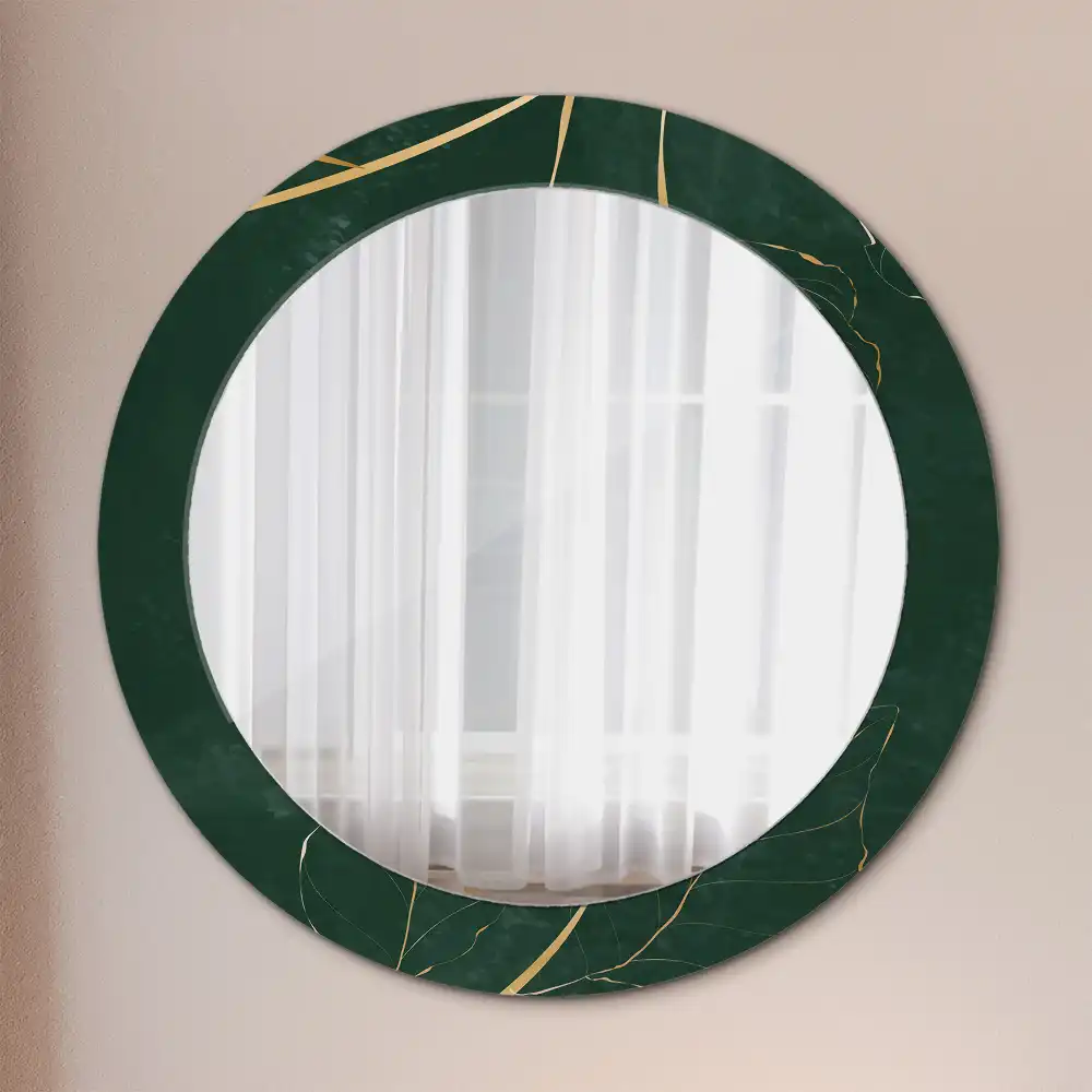 Round wall mirror decor Leaf outline