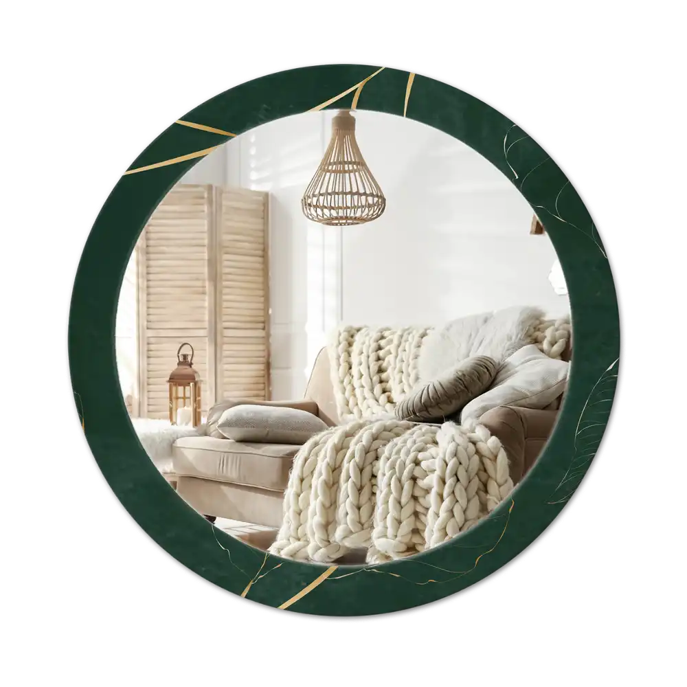 Round wall mirror decor Leaf outline