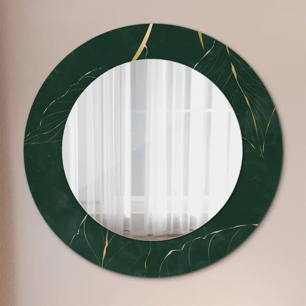 Round wall mirror decor Leaf outline
