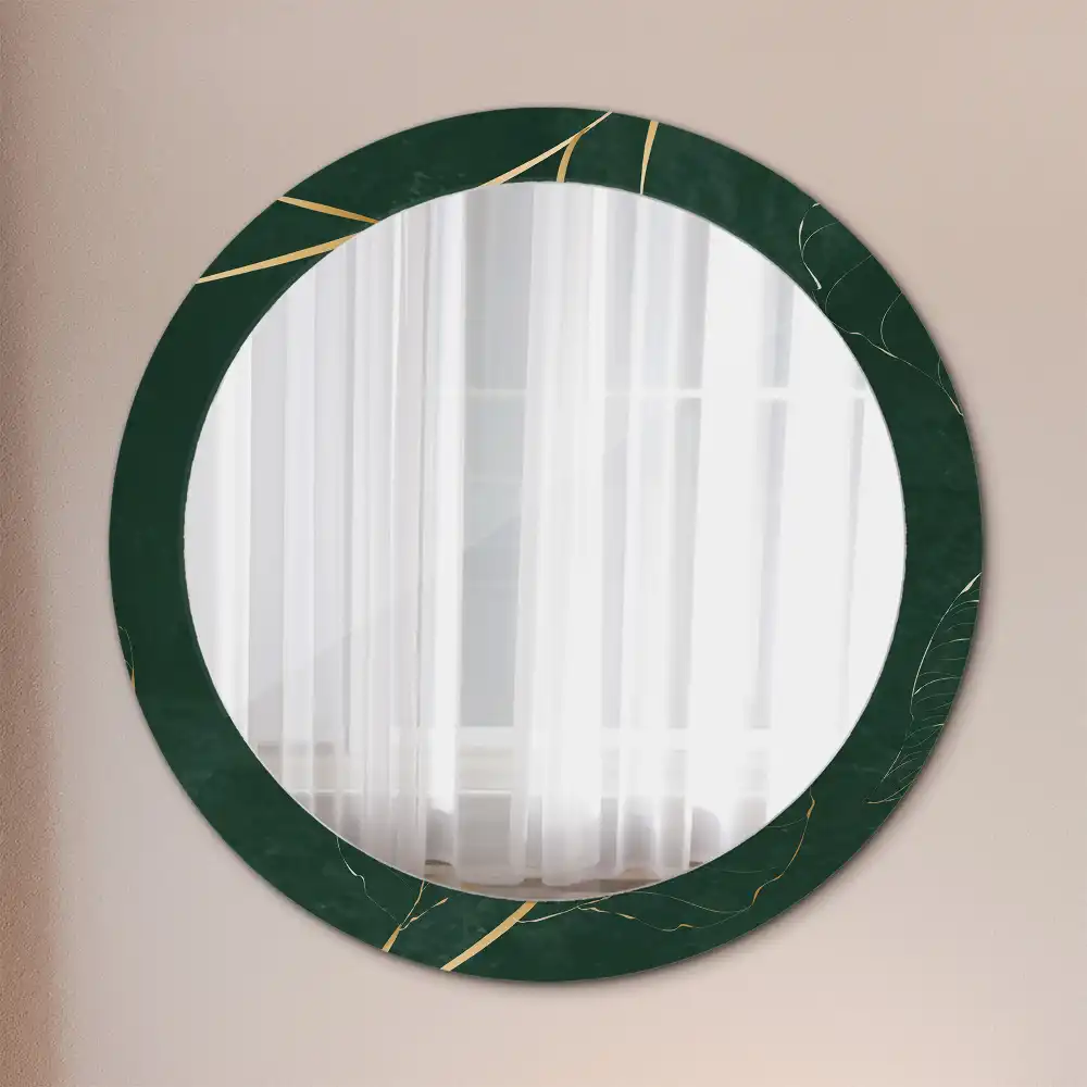 Round wall mirror decor Leaf outline