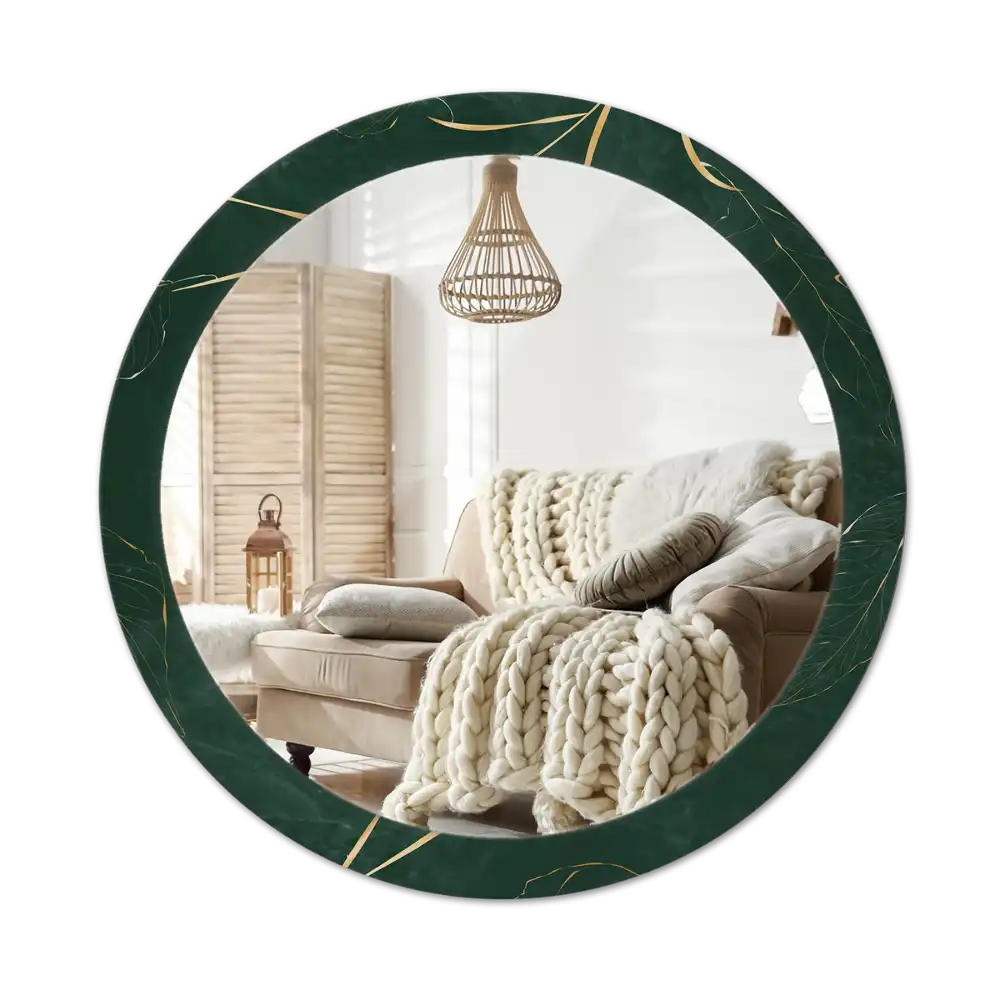 Round wall mirror decor Leaf outline