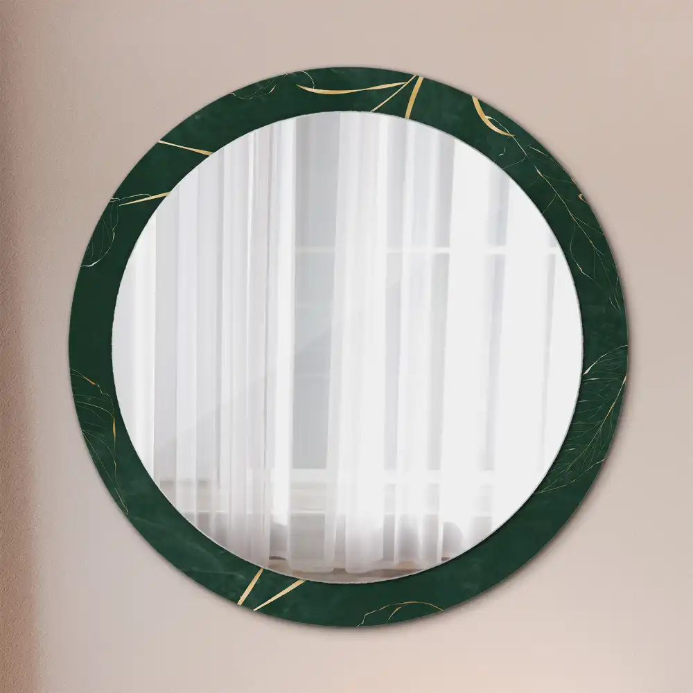 Round wall mirror decor Leaf outline