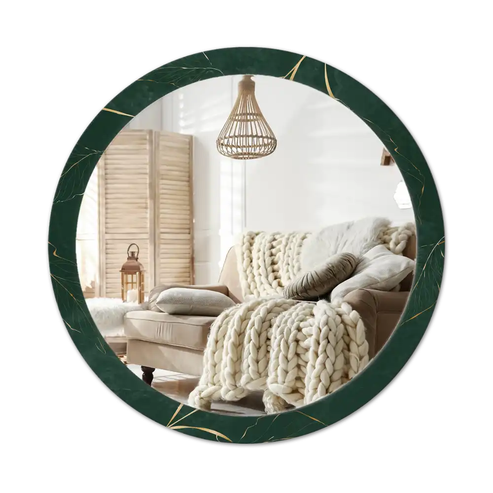 Round wall mirror decor Leaf outline