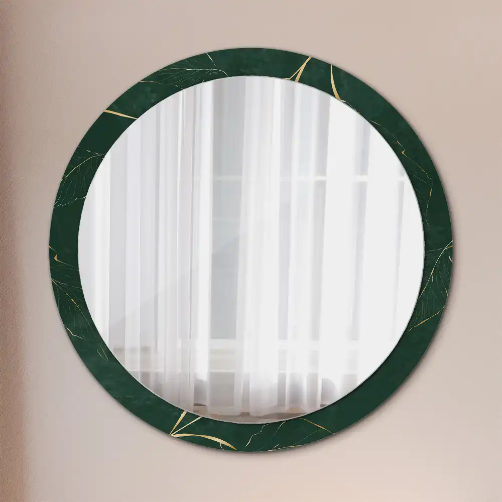 Round wall mirror decor Leaf outline