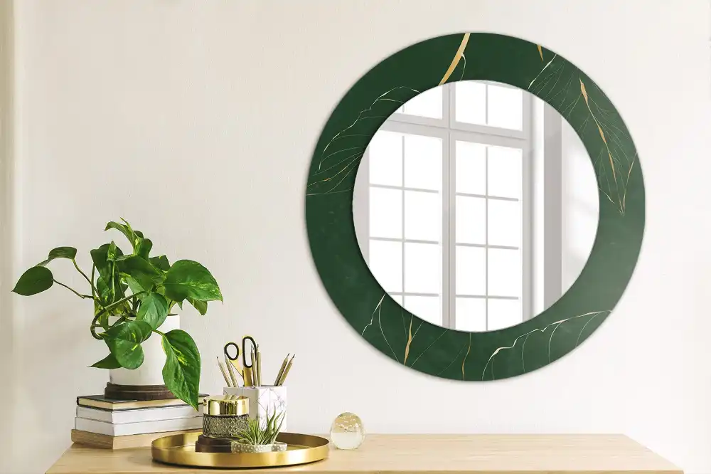 Round wall mirror decor Leaf outline