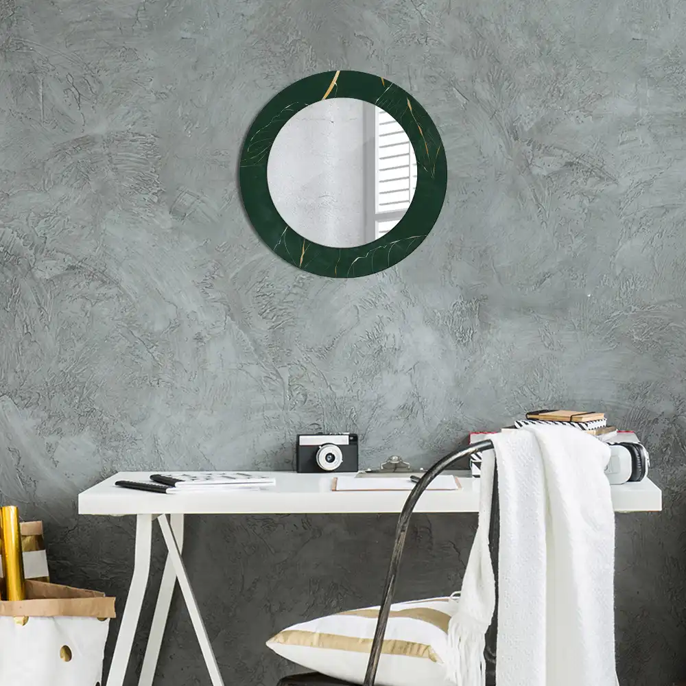 Round wall mirror decor Leaf outline