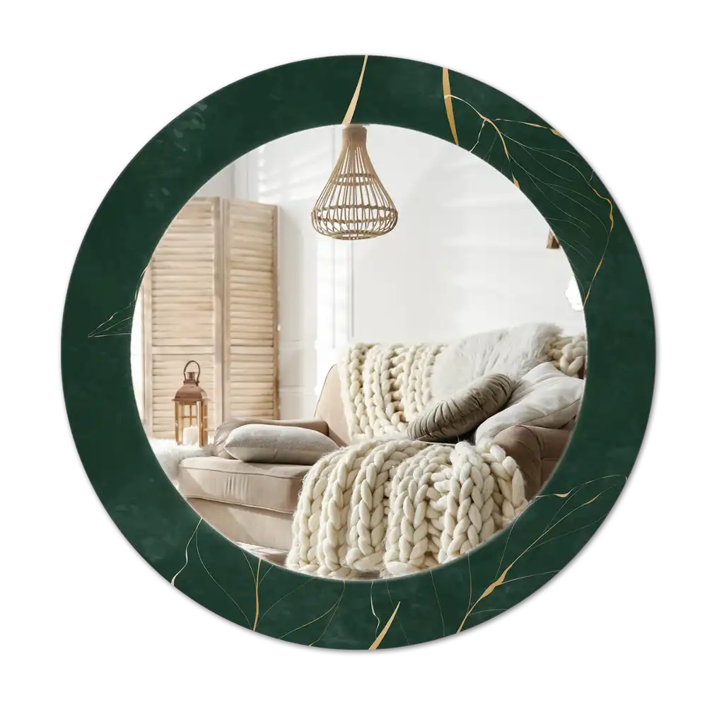 Round wall mirror decor Leaf outline