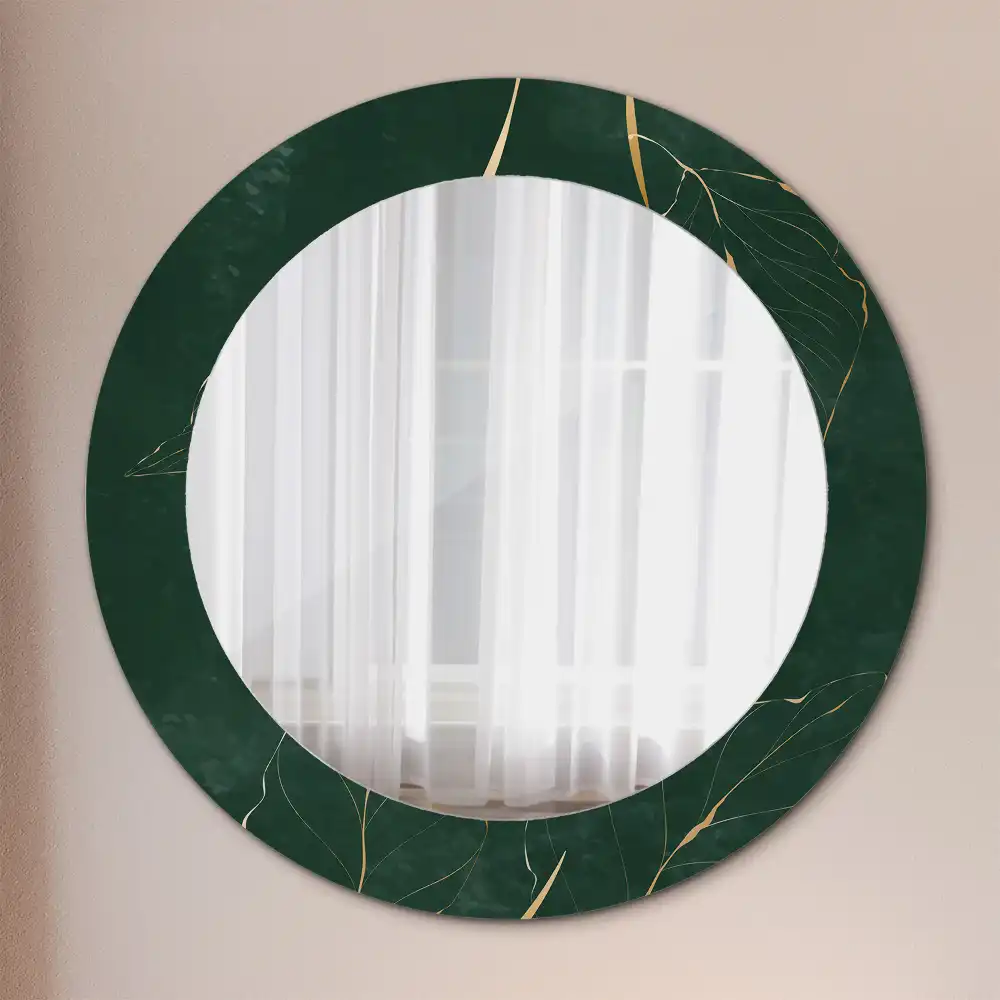 Round wall mirror decor Leaf outline