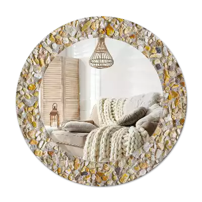 Round mirror frame with print Terrazzo pattern