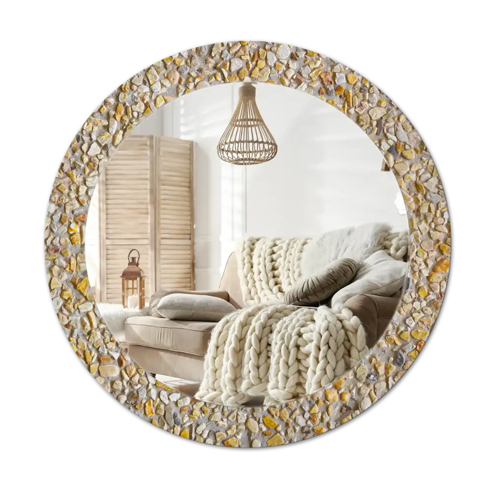 Round mirror frame with print Terrazzo pattern