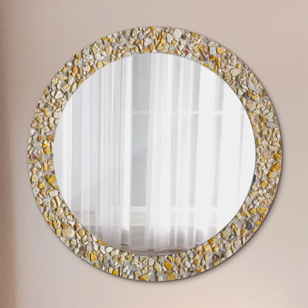 Round mirror frame with print Terrazzo pattern