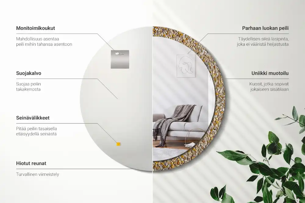 Round mirror frame with print Terrazzo pattern