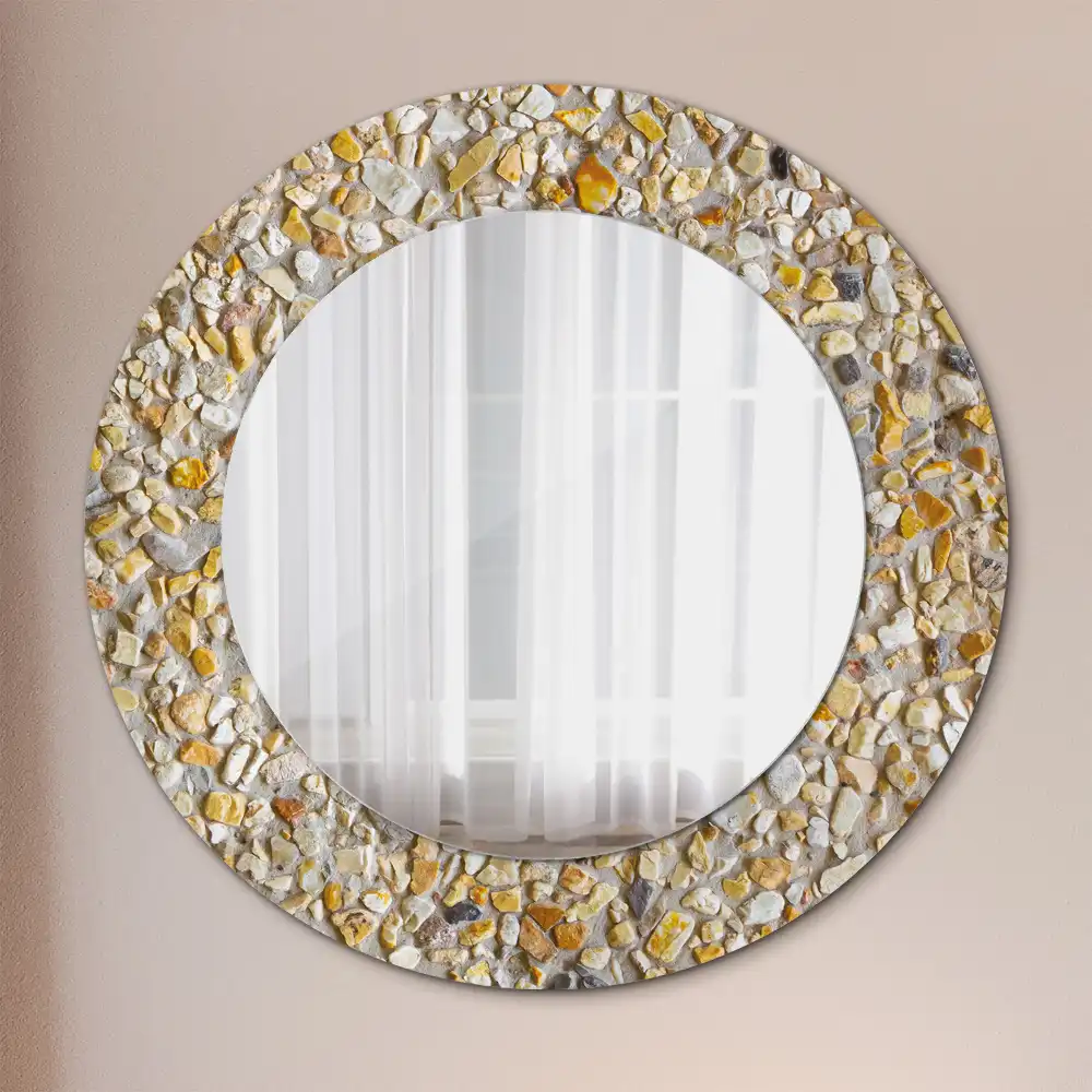 Round mirror frame with print Terrazzo pattern
