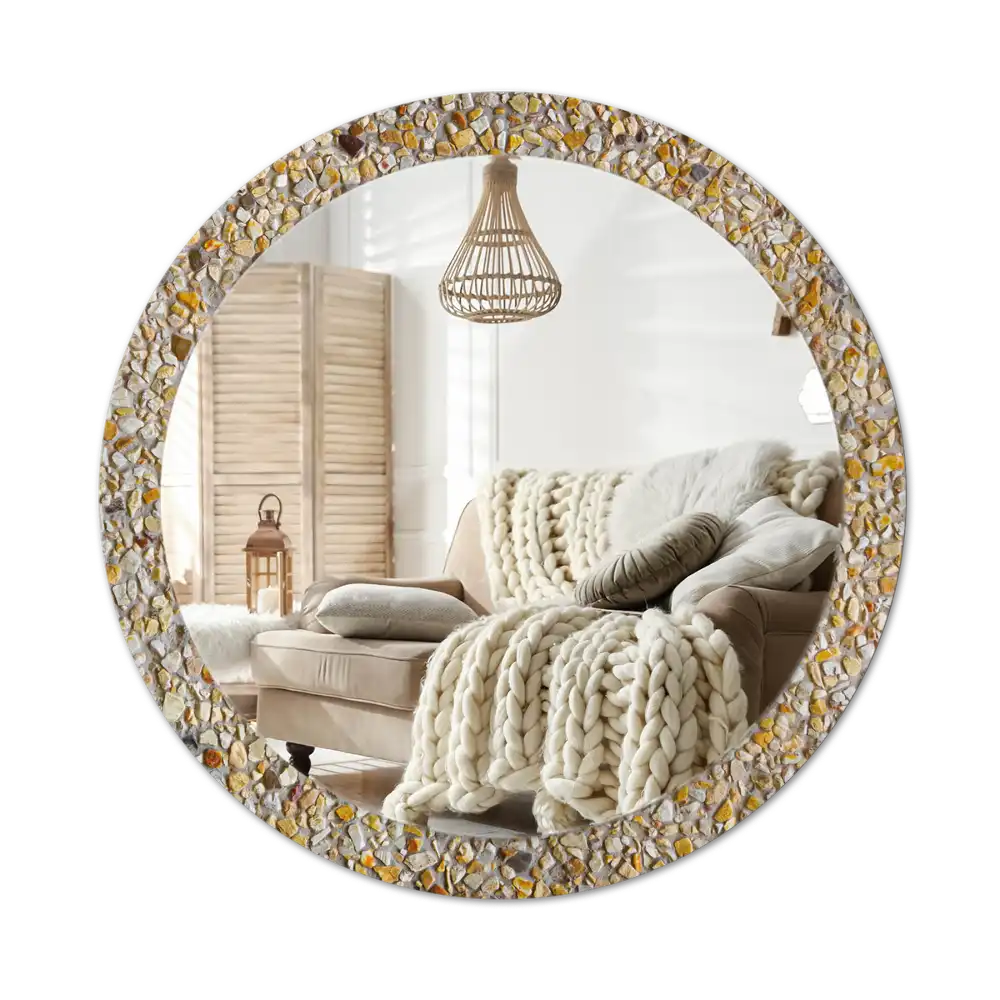 Round mirror frame with print Terrazzo pattern
