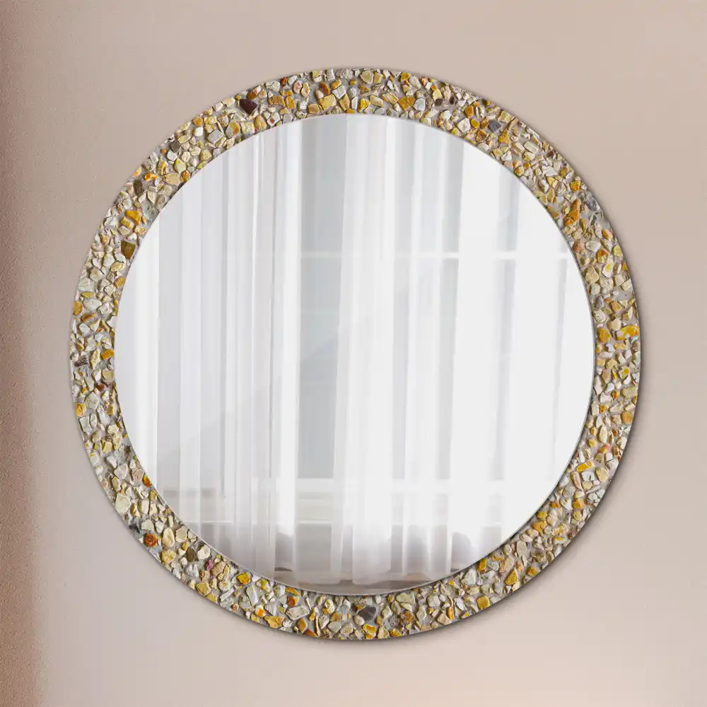 Round mirror frame with print Terrazzo pattern