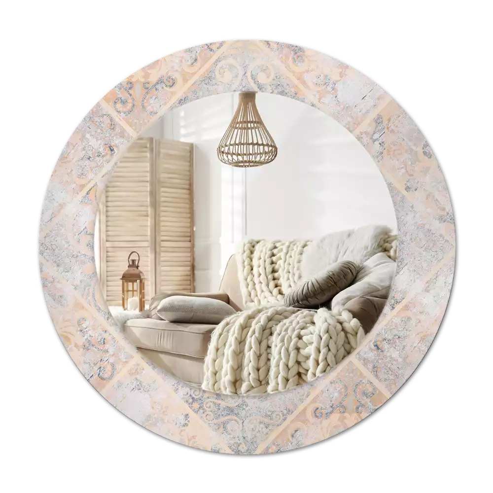 Round printed mirror Abraded tiles