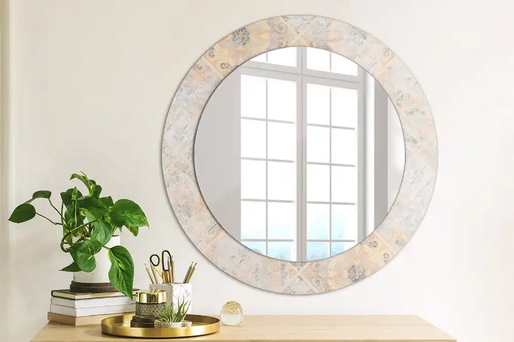 Round printed mirror Abraded tiles